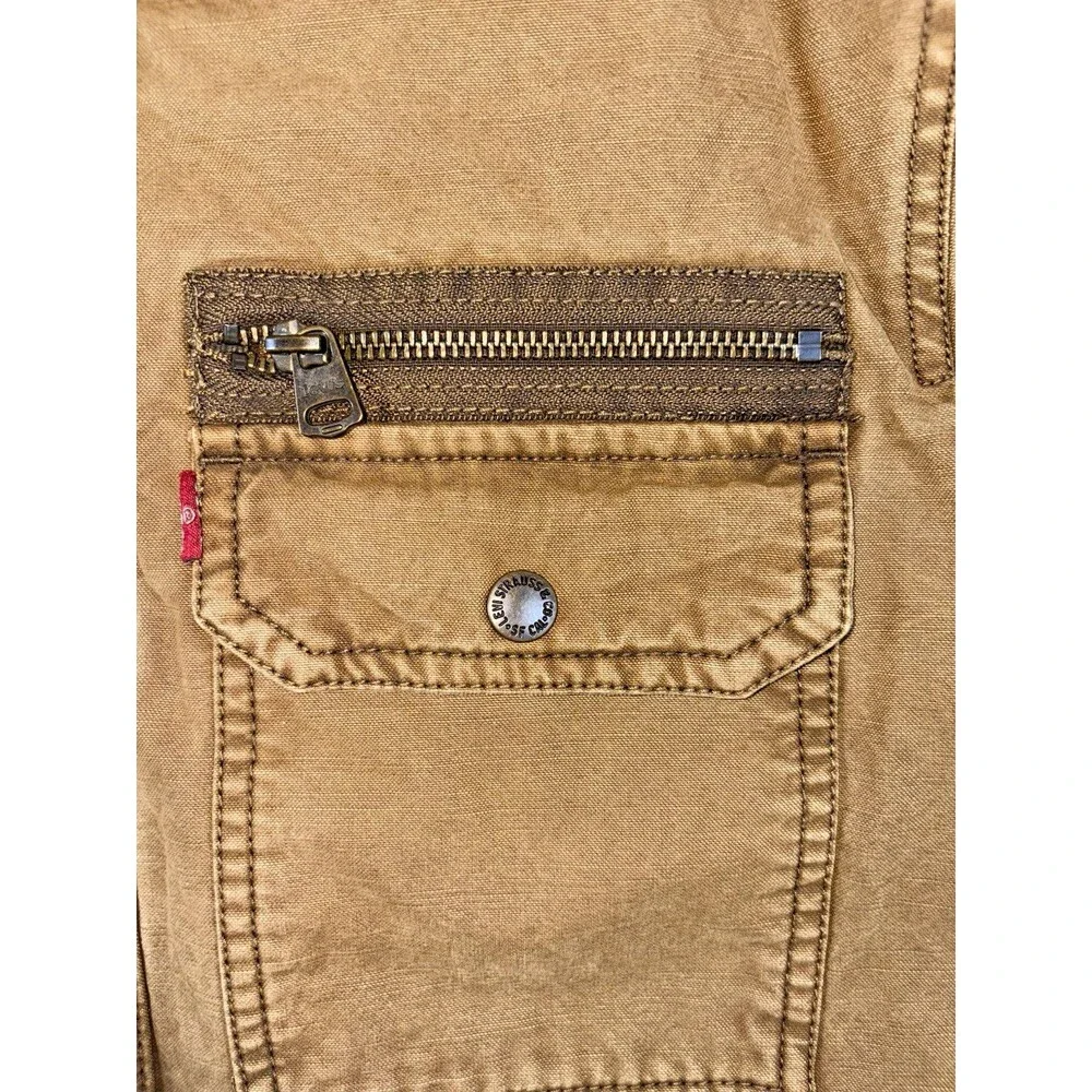 Levi’s Y2K Brown Quilted Field Jacket Mens M Military Utility 2000s